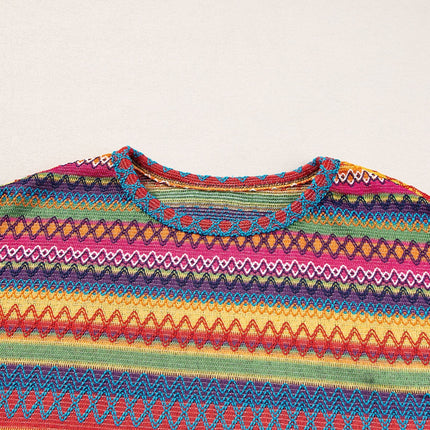 Contrast Round Neck Long Sleeve Top