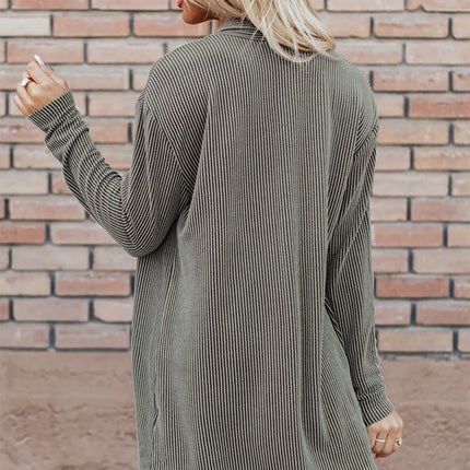 Textured Open Front Long Sleeve Cover Up