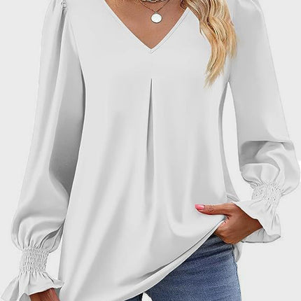 V-Neck Flounce Sleeve Top