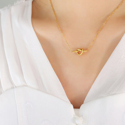 18K Gold-Plated Titanium Steel Knot Necklace