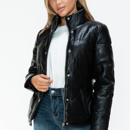 YMI Pocketed Zip Up Turtleneck Puffer Jacket