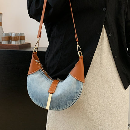 Contrast Denim Shoulder Bag