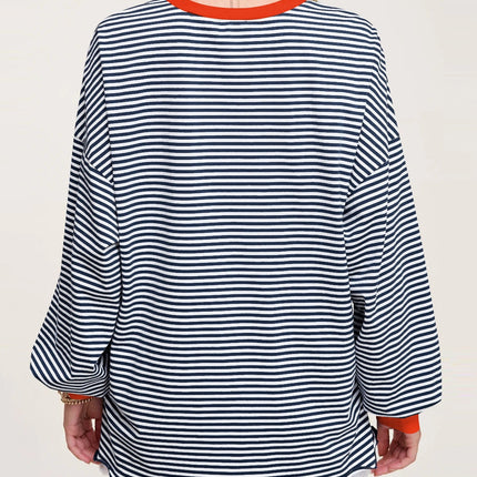 Contrast Striped Long Sleeve Sweatshirt