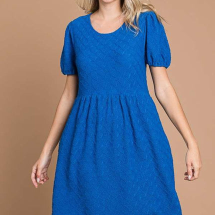 Culture Code Texture Round Neck Short Sleeve Dress with Pockets