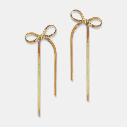 Stainless Steel Bow Bar Earrings