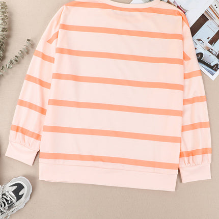 Striped Round Neck Long Sleeve Sweatshirt