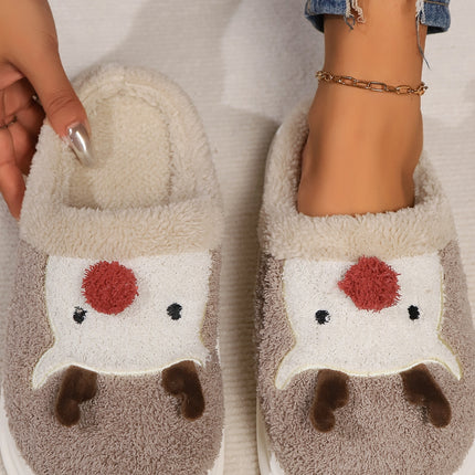 Elk Furry PVC Flat Slippers