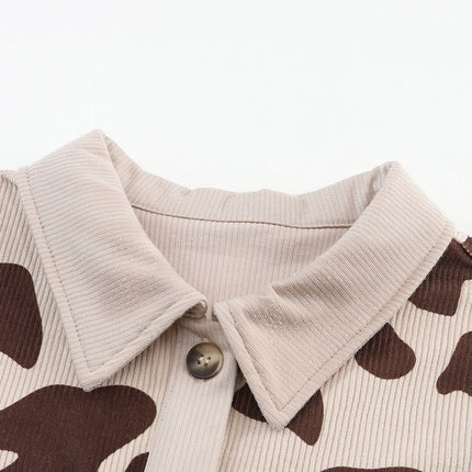 Cow Print Button Up Corduroy Shacket