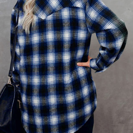 Full Size Plaid Collared Neck Long Sleeve Shirt