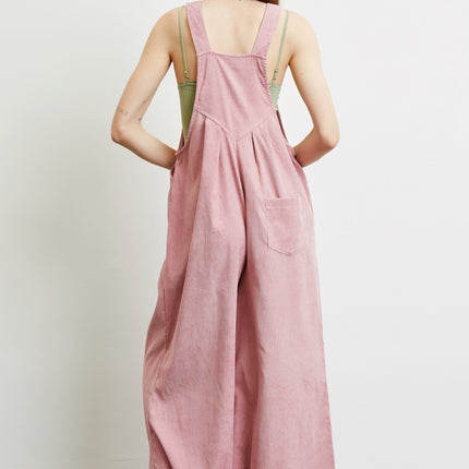HEYSON Full Size Corduroy Sleeveless Wide-Leg Overall