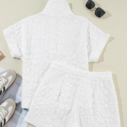 Half Zip Short Sleeve Top and Shorts Set