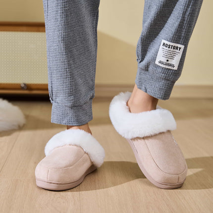 Fluff Trim Round Toe Flat Slippers