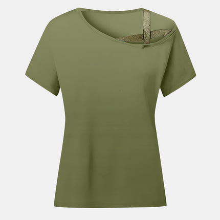 Asymmetrical Neck Short Sleeve T-Shirt