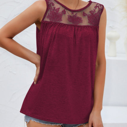 Lace Detail Round Neck Tank