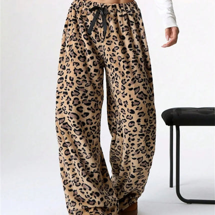 Leopard Wide Leg Plush Pants