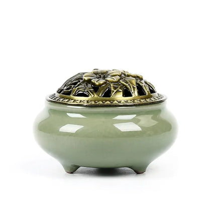 Fashion Lucky Home Decoration for Incense Black Glaze Disc Censer Ceramic Incense Burner Incense Seat Indoor Household