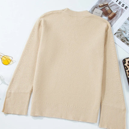 Textured Round Neck Long Sleeve Sweater