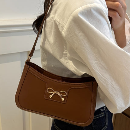 Bow Trim PU Leather Shoulder Bag