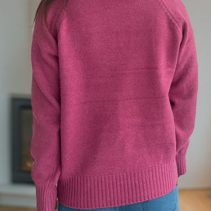 Ribbed Turtleneck Raglan Sleeve Sweater