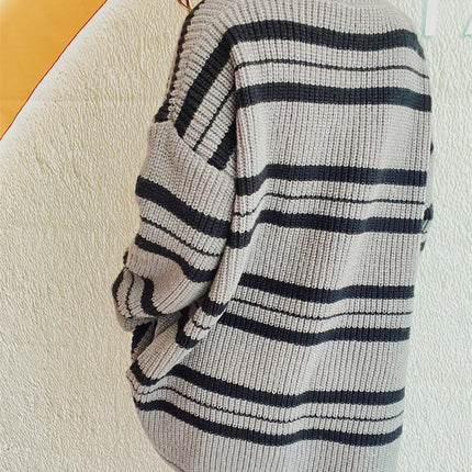 Striped Round Neck Long Sleeve Sweater