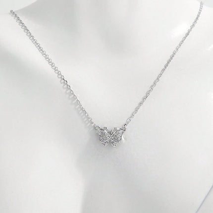 925 Sterling Silver Zircon Butterfly Pendant Necklace