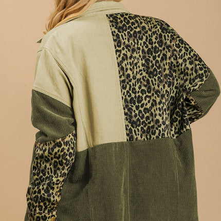 High-Low Leopard Snap Down Shacket