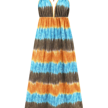 Tie-Dye Halter Neck Sleeveless Dress