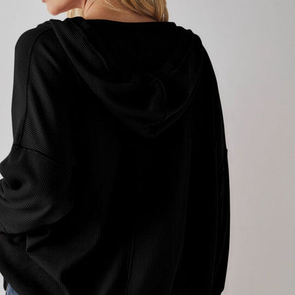 Exposed Seam Drawstring Long Sleeve Hoodie