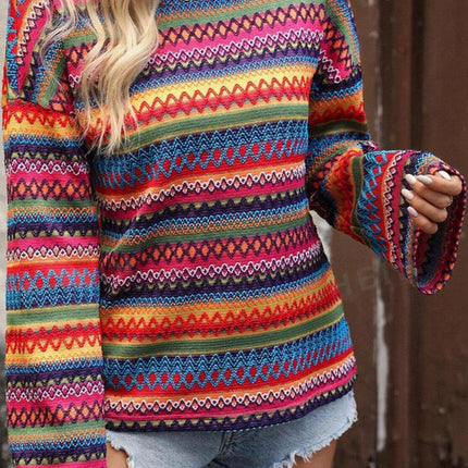 Contrast Round Neck Long Sleeve Top