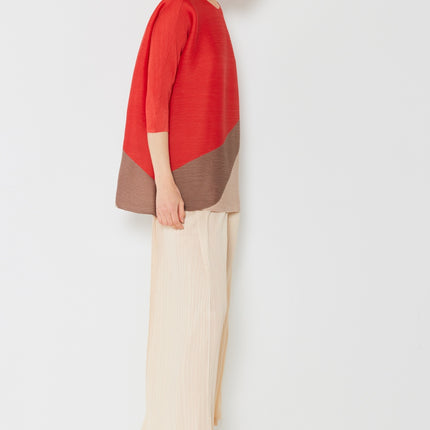 Marina West Swim Pleated Horizontal Rib Color Block Top