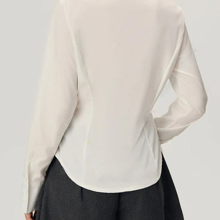 Ruched Button Down Long Sleeve Shirt