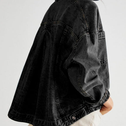 Pocketed Button Up Denim Jacket - Vickie Lynn's