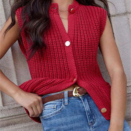 Button Down Sweater Vest with Pockets