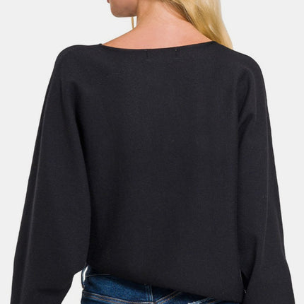 Zenana Asymmetric Hem Long Sleeve Sweater