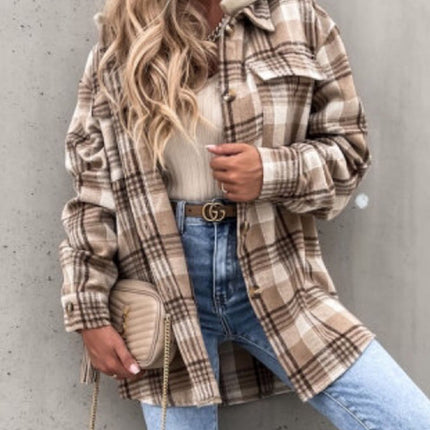 Plaid Button Up Jacket with Removable Hood