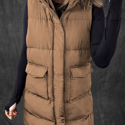 Pocketed Zip Up Vest Coat