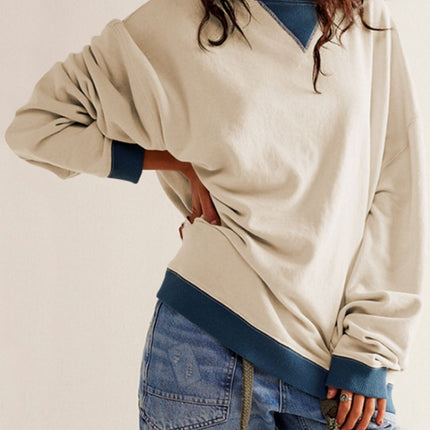 Contrast Dropped Shoulder Long Sleeve Sweatshirt