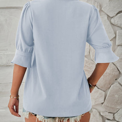 Notched Half Sleeve T-Shirt
