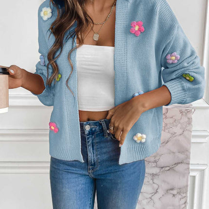 Floral Long Sleeve Open Front Cardigan