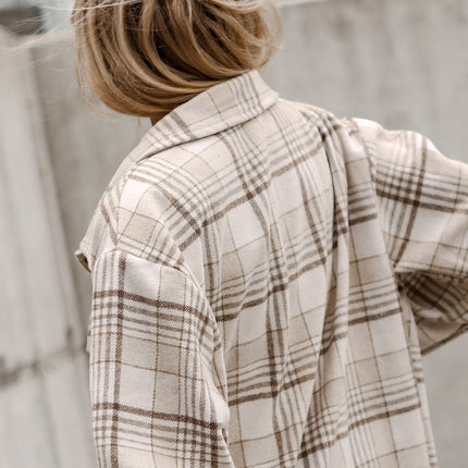 Plaid Removable Hood Button Up Shacket