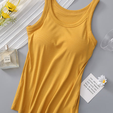 Round Neck Tank with Bra - Vickie Lynn's