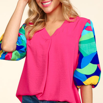 Haptics V-Neck Half Sleeve Blouse