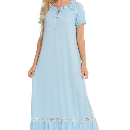 Lace Detail Short Sleeve Lounge Dress