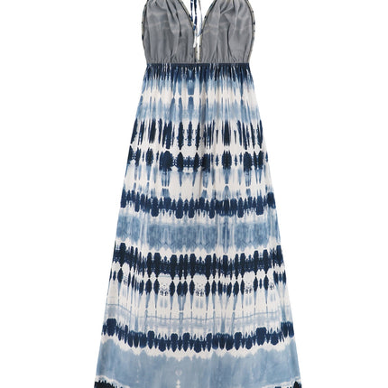 Tie-Dye Halter Neck Sleeveless Dress