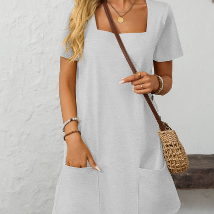 Mandy Square Neck Short Sleeve Mini Dress