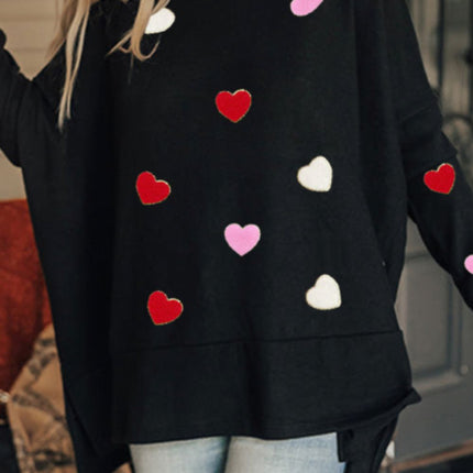 Valentine’s Day Heart Patched Turtleneck Long Sleeve Top