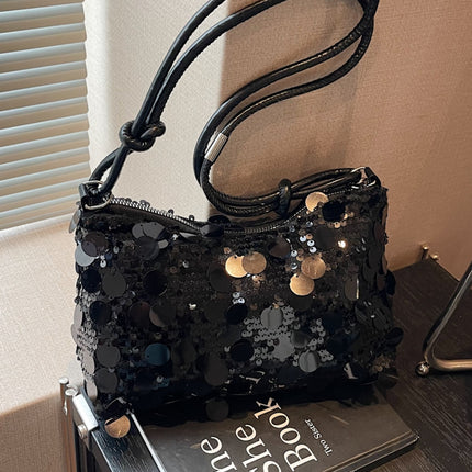 Sequin Knotted Straps Shoulder Bag