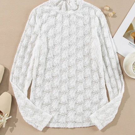 Lace Mock Neck Long Sleeve Top