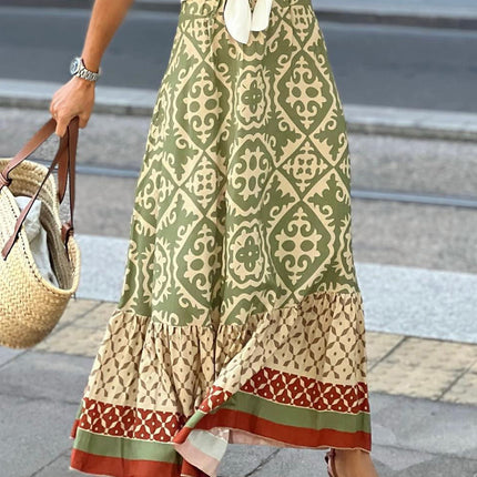 Geometric Elastic Waist Maxi Skirt