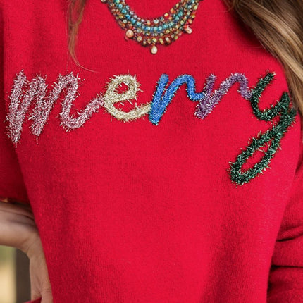 MERRY Round Neck Long Sleeve Sweater